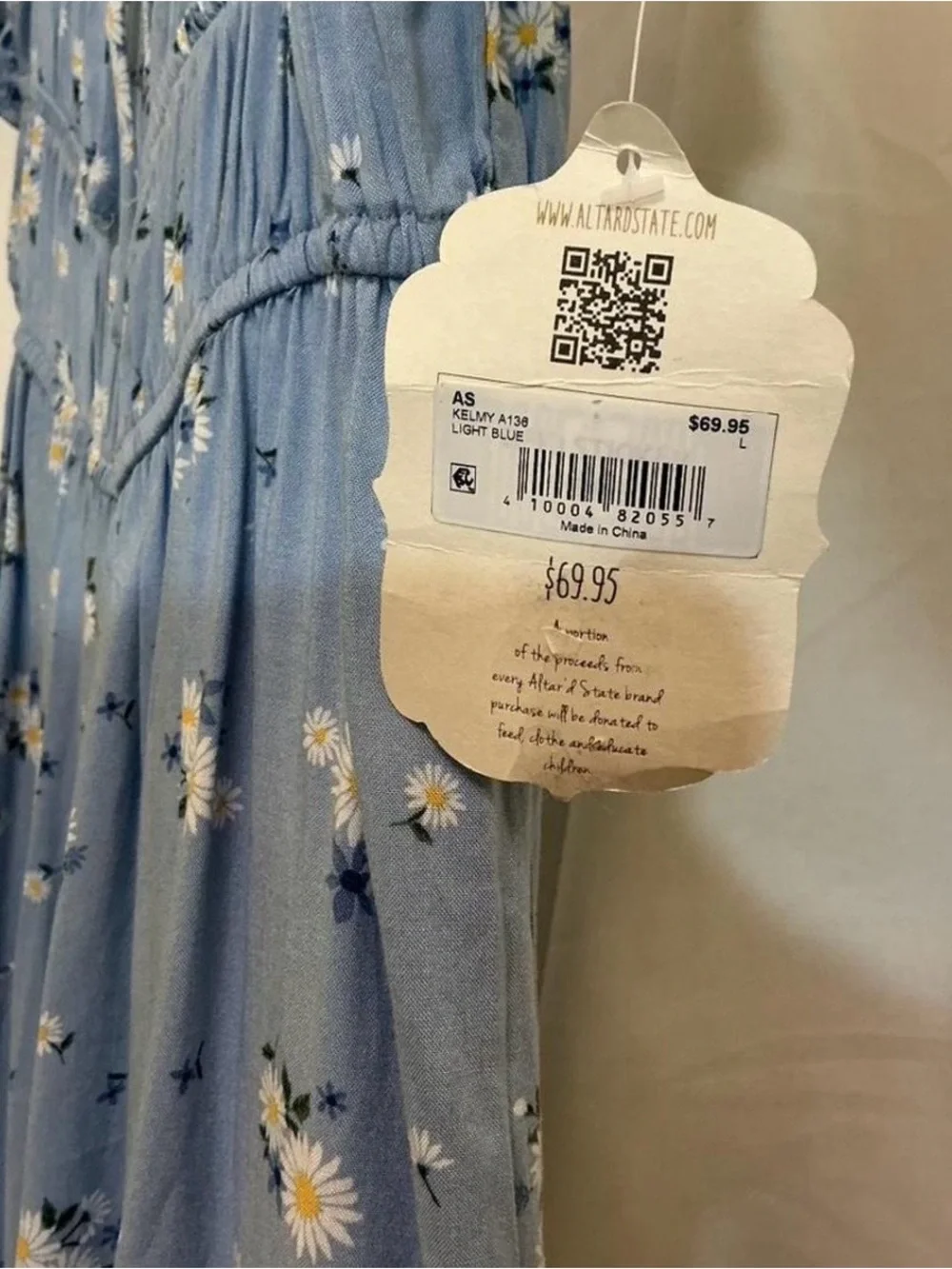 Altar'd State Light Blue Daisy Print Sun Dress - Picture 2 of 3